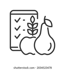 Food diary app - vector line design single isolated icon
