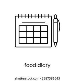 Food diary line icon vector for educational materials about diabetes