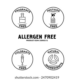 Food diet and GMO free label icon set Vector illustration design - Allergen free ingredients organic logos and badges label tag