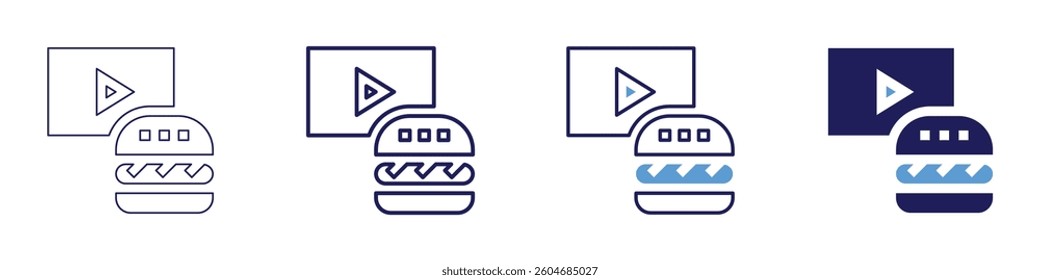 Food digitalization icon in 4 different styles. Thin Line, Line, Bold Line, Duotone. Duotone style. Editable stroke.