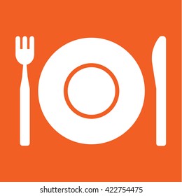 food dining kitchen menu restaurant travel icon white simple on orange background
