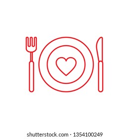 food dinning kitchen menu restrount line icon red on white background