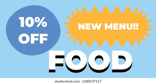 food Discount menu  Sale, Special Offer Label, Sticker, Tag, Banner, Advertising, offer Icon text art box