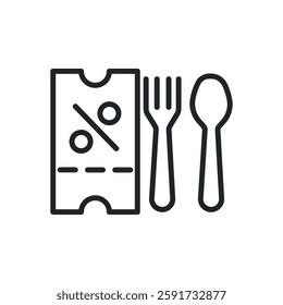 Food discount thin line icons. Perfect pixel on transparent background