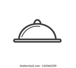 Food Dish Icon, Covered Plate Icon, Food Try Icon, Hot Food Dish Icon Vector Illustration.