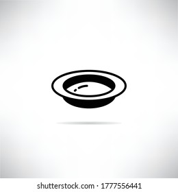 icono de plato alimentario con ilustración vectorial de sombra de caída