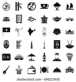 Food in dish icons set. Simple style of 36 food in dish vector icons for web isolated on white background