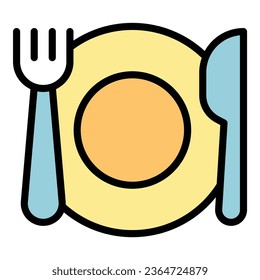 Food dishes icon outline vector. Coffee bed. Morning drink color flat