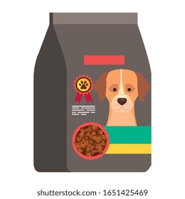 food for dog in bag isolated icon vector illustration design