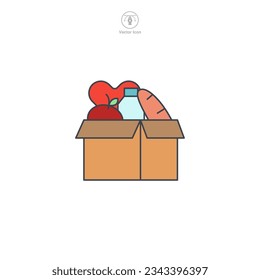 Food Donation. box of Food with Heart icon symbol vector illustration isolated on white background