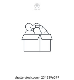 Food Donation. box of Food with Heart icon symbol vector illustration isolated on white background