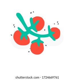 Food donation - hand drawn vector lettering. Illustration of tomatos. 