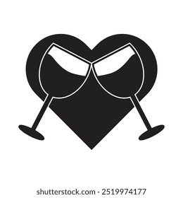 Donación de alimentos. Forma de corazón con dos vasos estilo plano aislado sobre fondo blanco. Ilustración vectorial