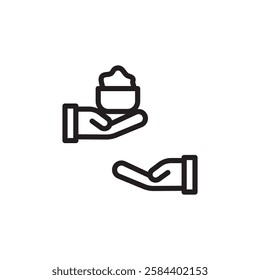 Food donation icon black and white vector outline sign