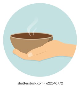 Food Donation Icon With Hand Flat Design