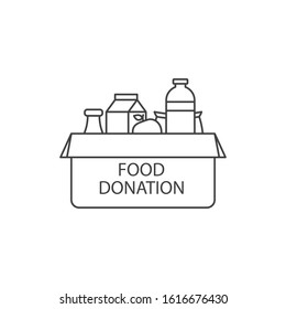 Food donation icon line style isolated on white background. Vector illustration