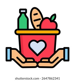 Food Donation Icon Lineal Color Vector Illustration