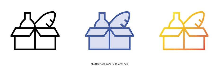 food donation icon. Linear, Blue Fill and Gradient Style Design Isolated On White Background