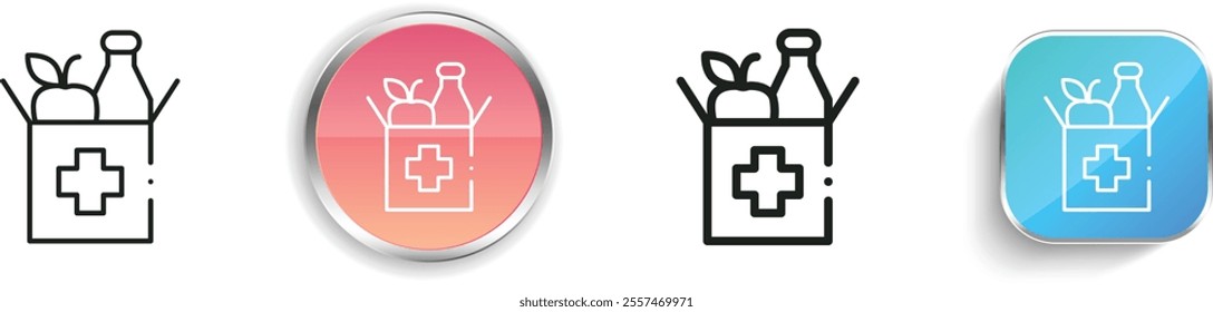 food donation icon. Thin Linear, Regular and Button Style Design Isolated On White Background