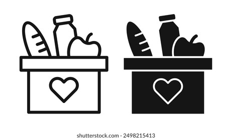 Food donation iconicon vector collection in outlined and solid style