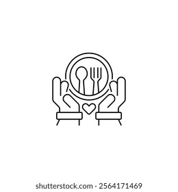 Food Donation Line Icon. linear style sign for mobile concept and web design. Outline vector icon.