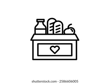 Food donation vector icon set in black color.