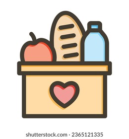 Food Donation Vector Thick Line Filled Colors Icon For Personal And Commercial Use.
