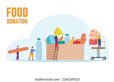 Food Donationm Volunteering Charity 2d Flat Stock Vector (Royalty Free ...