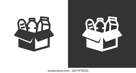 Icono de donaciones de alimentos y ayuda alimentaria. Icono de la serie de glifos sólidos