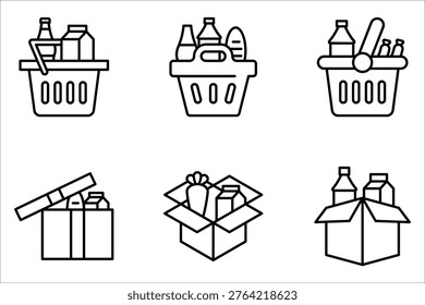 Food donations icon set on white background