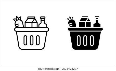 Food donations icon set, Related charity, aid, awareness, donation, vector illustration on white background.