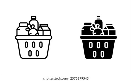 Food donations icon set, Related charity, aid, awareness, donation, vector illustration on white background.