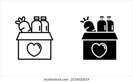 Food donations icon set, Related charity, aid, awareness, donation, vector illustration on white background.