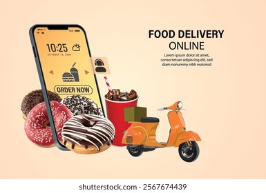 food donut donuts cola icon logo sign art app web box order social media share go grab fast smart phone design vector poster banner
