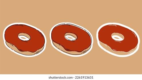 food donuts art hand drawn and doodle sticker. illustration icon donuts sticker 