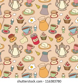 Food doodle seamless pattern hand drawn