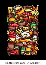 Diseño vectorial de Doodle de Alimentos Ilustraciones