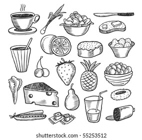 Food doodles collection. Vector illustration.