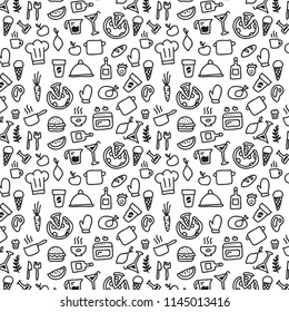 Food doodles hand drawn sketchy vector background