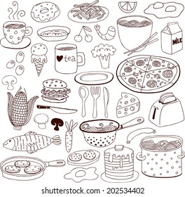 Food Doodles set, for banners, backgrounds, presentations. 