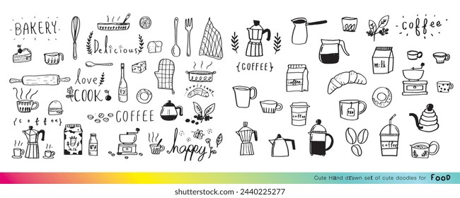 Food doodles,Foods doodles hand drawn sketchy vector symbols and objects