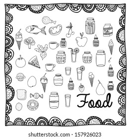 food drawing over white background vector illustration