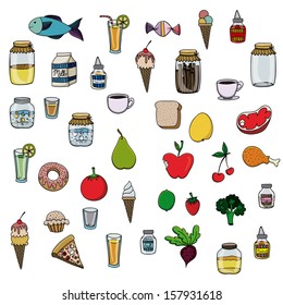 food drawing over white background vector illustration