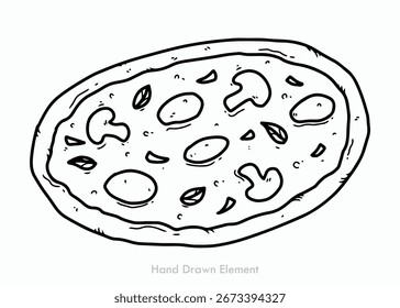 Ilustración vectorial de dibujo de alimentos con una rebanada de un Clipart de pizza