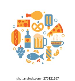 Food and drink abstract vector illustration