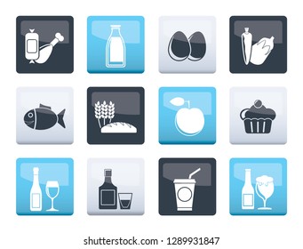 Food, drink and Aliments icons over color background - vector icon set