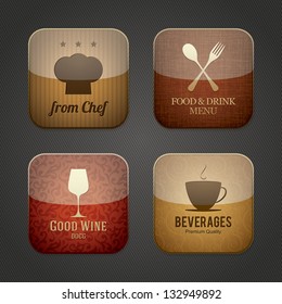 Food and drink application icons, restaurant theme