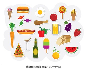 Food and drink assortment. Please visit my portfolio for more vectors.