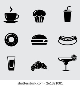 Food and drink. Bar offer icon collection. Vector art.