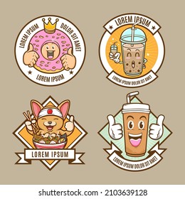food and drink beverage mascot badge set collection